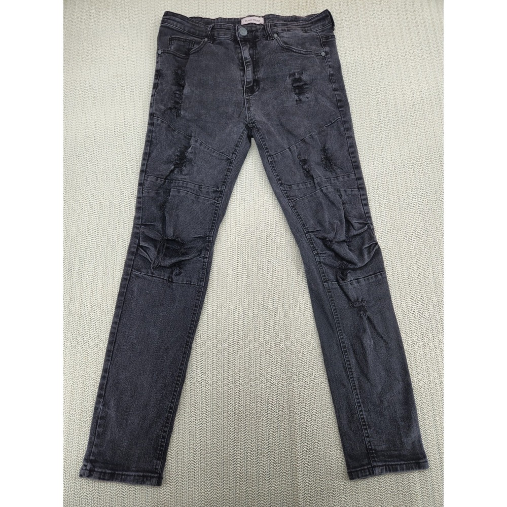 Blind Trust Jeans Mens 36X32 Black Denim Distressed Ruched Hip Hop Streetwear